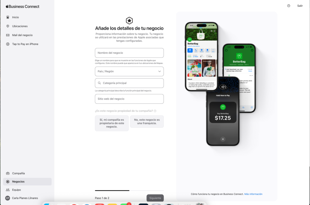 Añadir un nuevo negocio apple maps