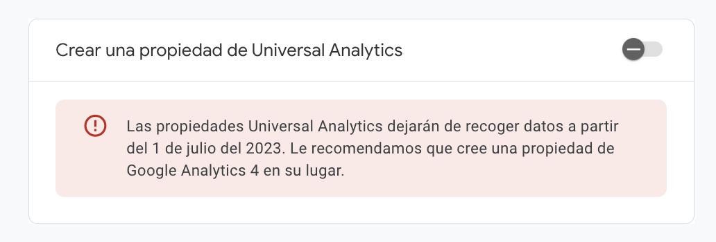 Opciones avanzadas GA4