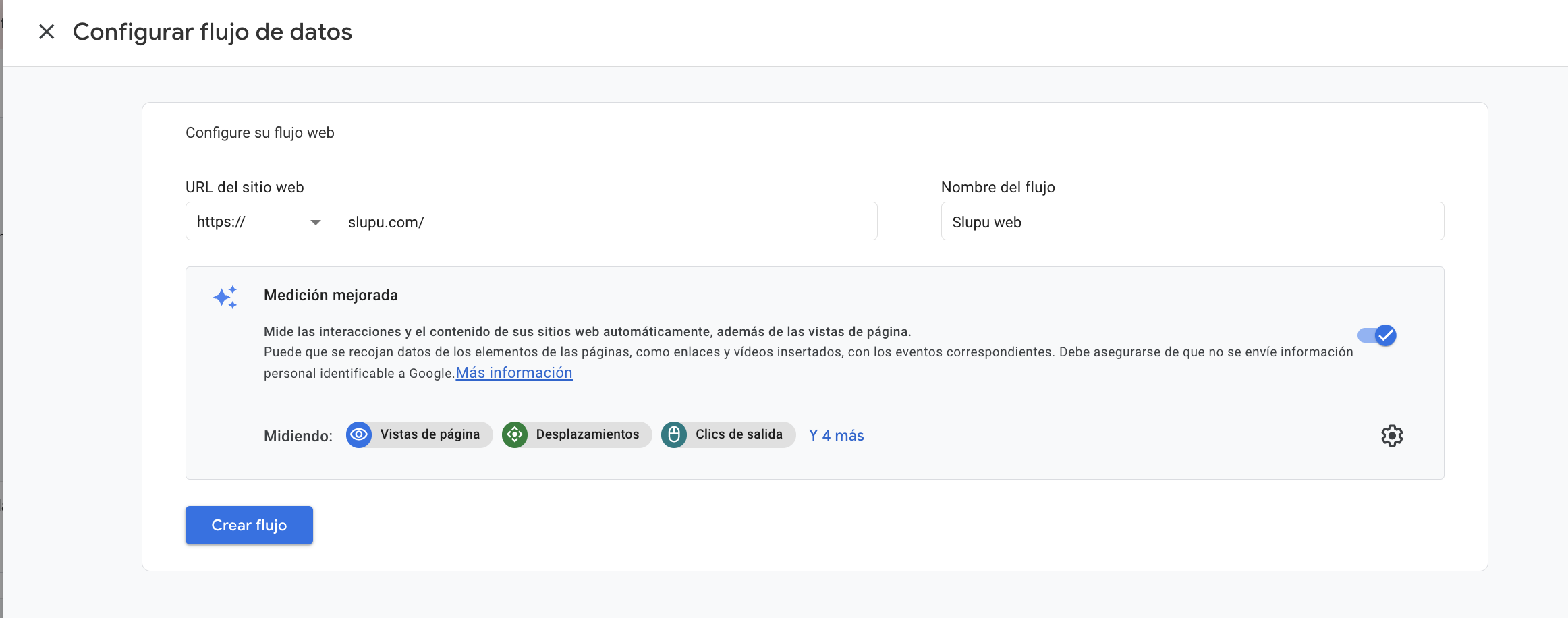 Crear una Data Stream (Flujo de Datos)