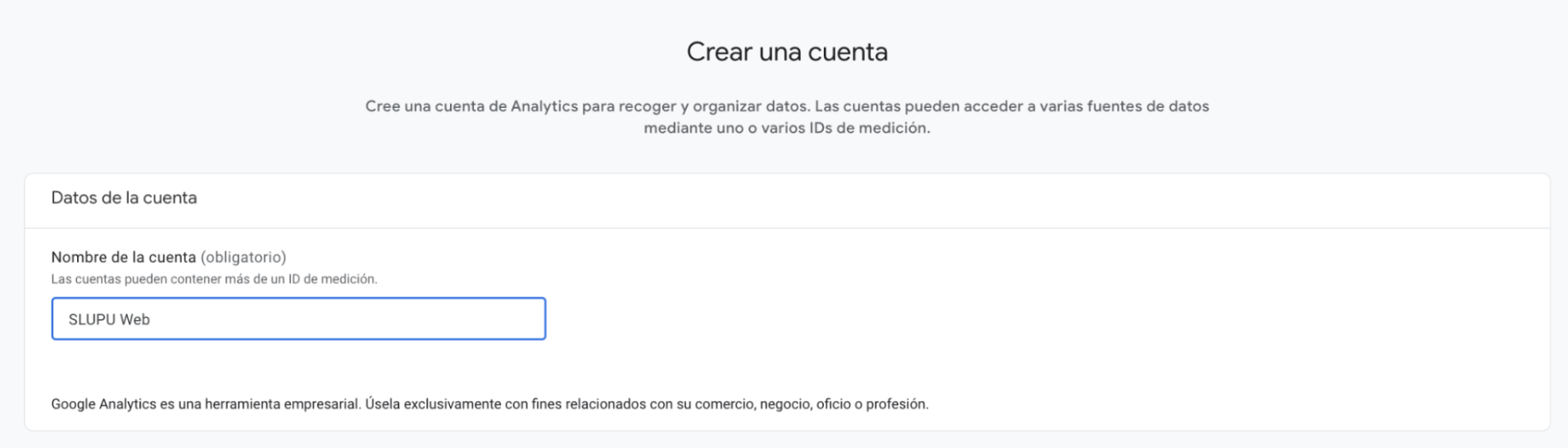 nombre cuenta ga4