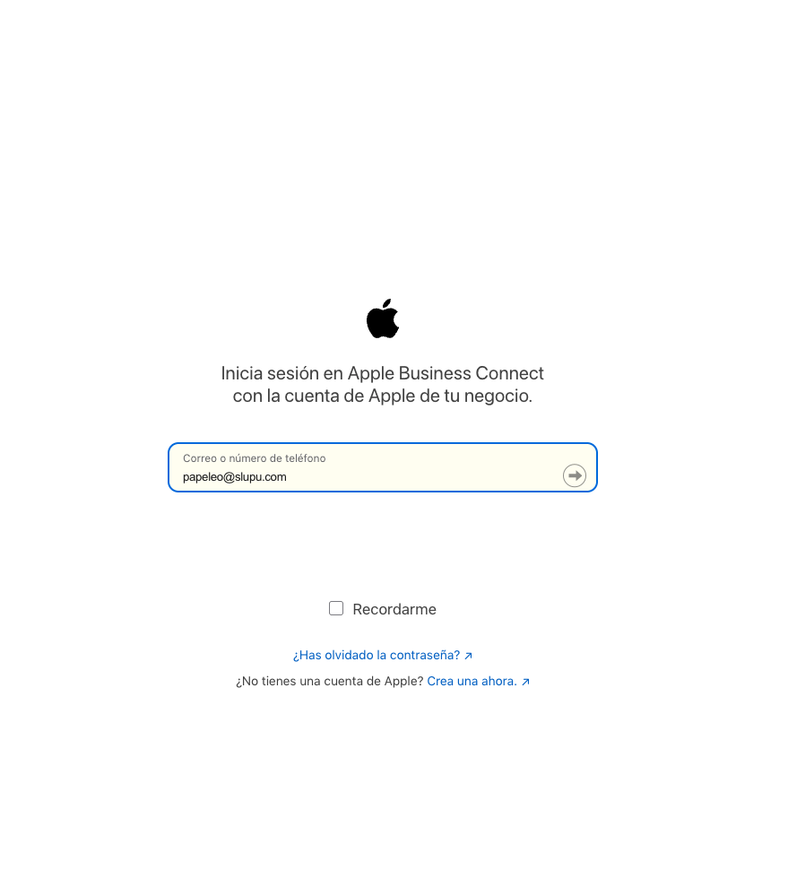 Inicia sesión en apple