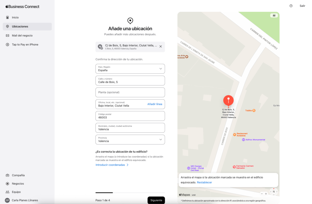Añade una ubicación en Apple Maps